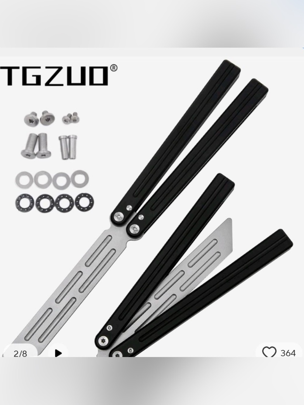 Black and Silver Balisong Trainer Knife - Practice Butterfly Knife